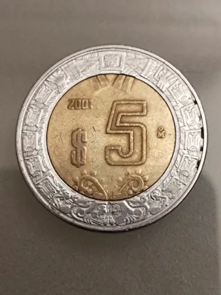 Moneda 5 Pesos México 2001