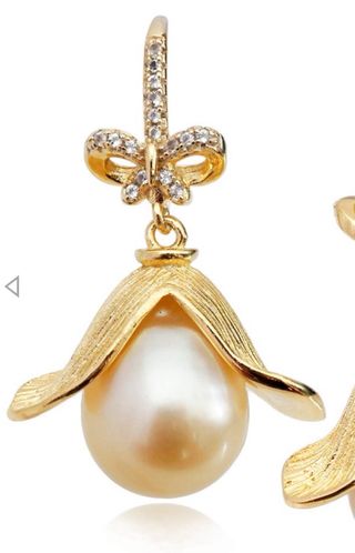 Pendientes Perla South Sea Dorada 11-11.5 mm