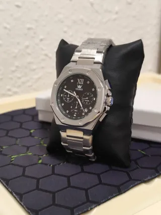 Reloj Olevs Hombre Negro y Plateado