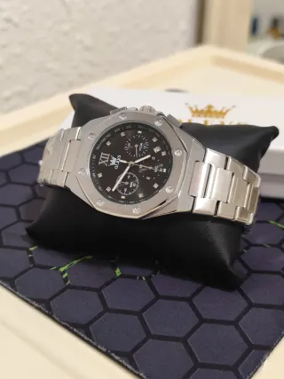 Reloj Olevs Hombre Negro y Plateado