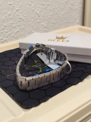 Reloj Olevs Hombre Negro y Plateado