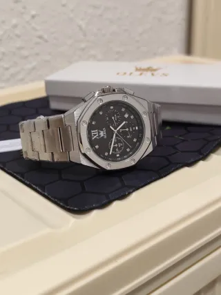 Reloj Olevs Hombre Negro y Plateado