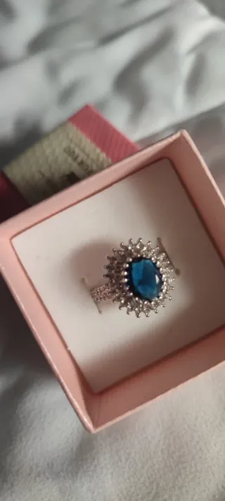 Anillo fiesta azul plata talla 17