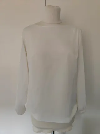 Blusa top blanca evento lazo grande M 38