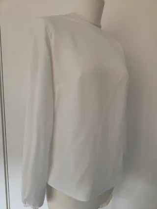 Blusa top blanca evento lazo grande M 38