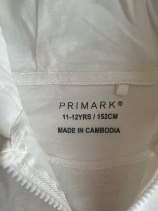 Sudadera con cremallera blanca Primark Talla 11