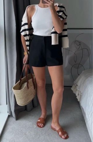 Pantalón short de traje negro