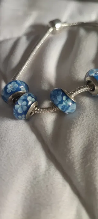 Pulsera Plata 925 con 4 Charms Florales