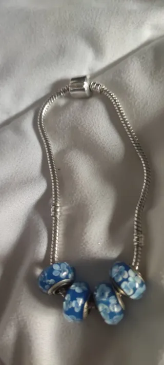 Pulsera Plata 925 con 4 Charms Florales