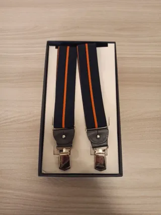 Bretelle blu con strisce arancioni