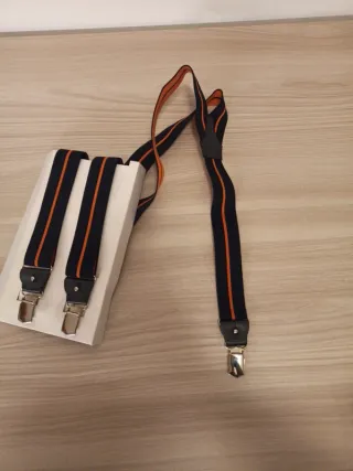 Bretelle blu con strisce arancioni