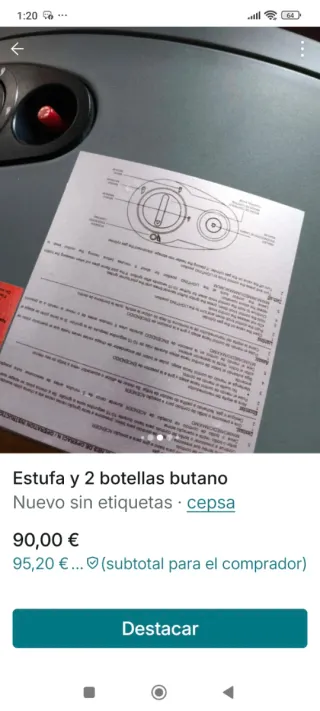 Estufa Jocel + 2 bombonas