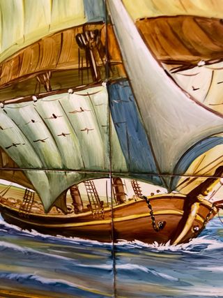 Cuadro Cerámica Barco Pintado a Mano