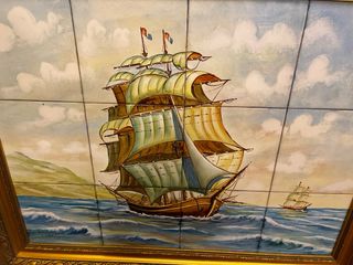 Cuadro Cerámica Barco Pintado a Mano