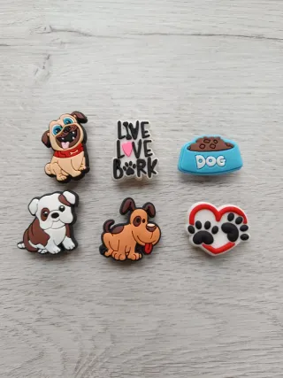 6 Pines para Crocs Perritos y Corazón