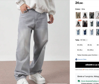 Vaqueros grises anchos