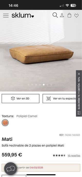 Sofá cama polipiel marrón