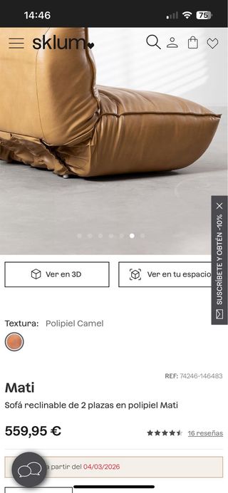 Sofá cama polipiel marrón