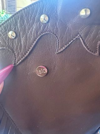 Stivali cowboy marroni con frange e borchie