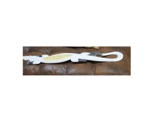 Figura Decorativa Lagarto Blanco Dorado