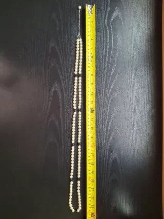 Collar Perlas Falsas Vintage Beige y Negro