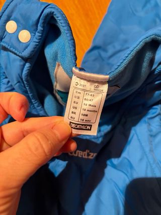 Traje de esquí azul talla 18meses
