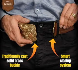 Cinturón de cuero genuino con hebilla grande