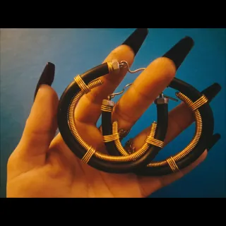 Pendientes Aro Negro y Dorado