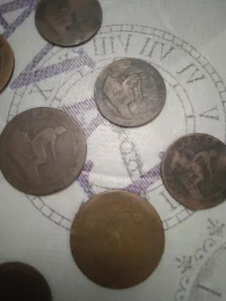 LOTE 13 MONEDAS ALFONSO XII 1870-1878 DE COBRE