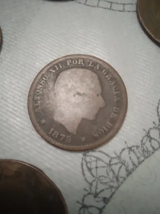 LOTE 13 MONEDAS ALFONSO XII 1870-1878 DE COBRE