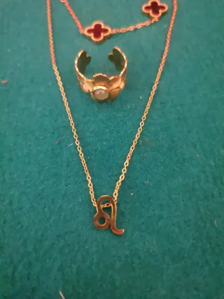 Conjunto Joyas: Collar, Pulsera, Anillo, Pendiente