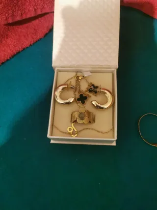 Conjunto Joyas: Collar, Pulsera, Anillo, Pendiente