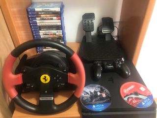 PS4 Slim + Volante + Mando + 20 Juegos