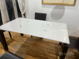 Tavolo allungabile vetro temperato wengé