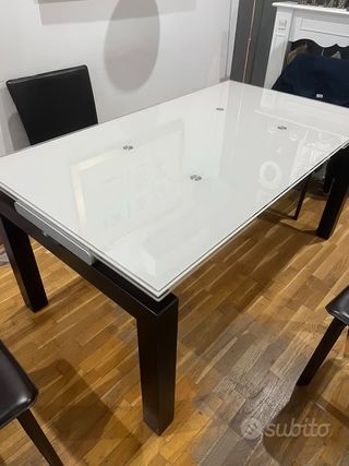 Tavolo allungabile vetro temperato wengé