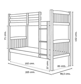 Litera 3 camas 90cm madera como nueva