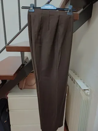 Pantaloni classici in lana marrone