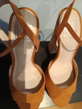 Sandalias plataforma tacón ancho marrón 37