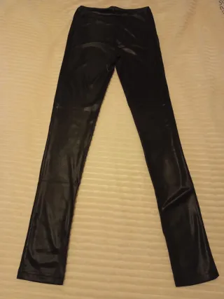 Leggings effetto pelle lucido nero