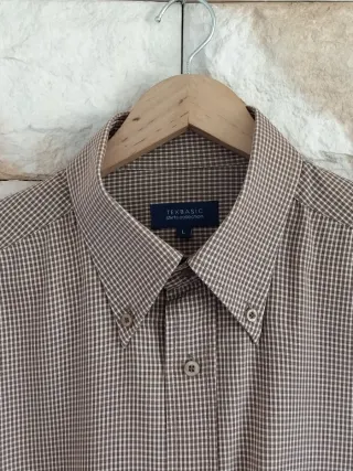 Camisa cuadros vichy marrón talla L Tex