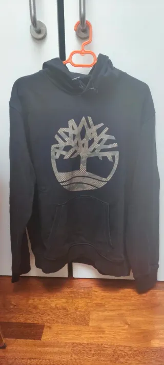 Sudadera Timberland Negra con Logo Gris