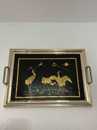 Cuadro Decorativo Grullas Doradas