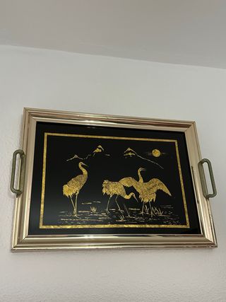 Cuadro Decorativo Grullas Doradas