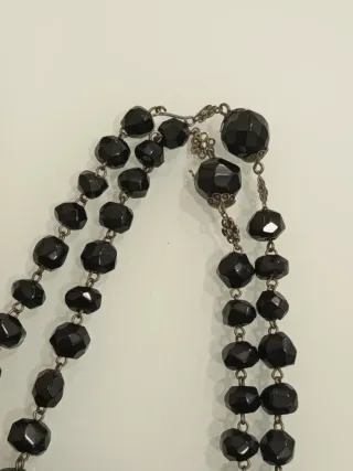 Rosario antiguo plata cuentas negras