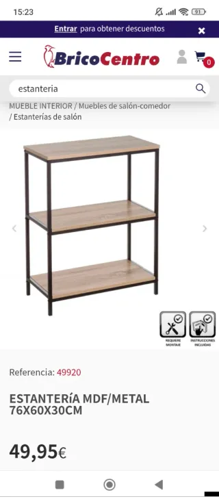 Estantería pequeña madera y metal