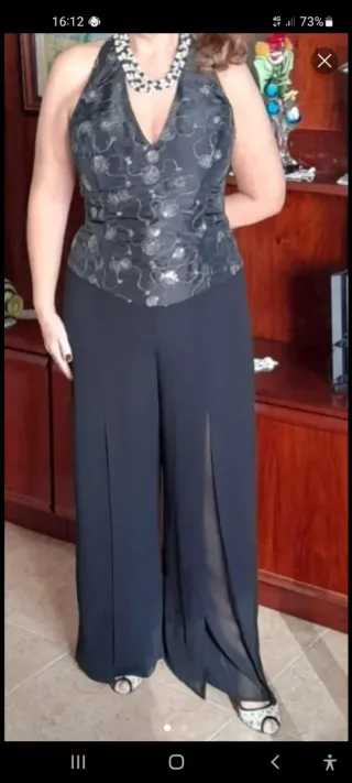 Vestido de fiesta/ceremonia negro y plata