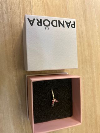 Anillo Pandora Mariposa Rosa y Plata