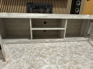 Mueble bajo TV madera y mármol 180x50x40