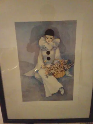 Cuadro de payaso con flores