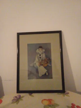 Cuadro de payaso con flores